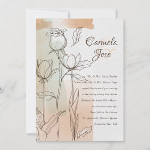 Convite para Casamento Floral de Colorwash