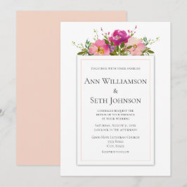 Convite para Casamento Floral de Cor-de-Água Rosa