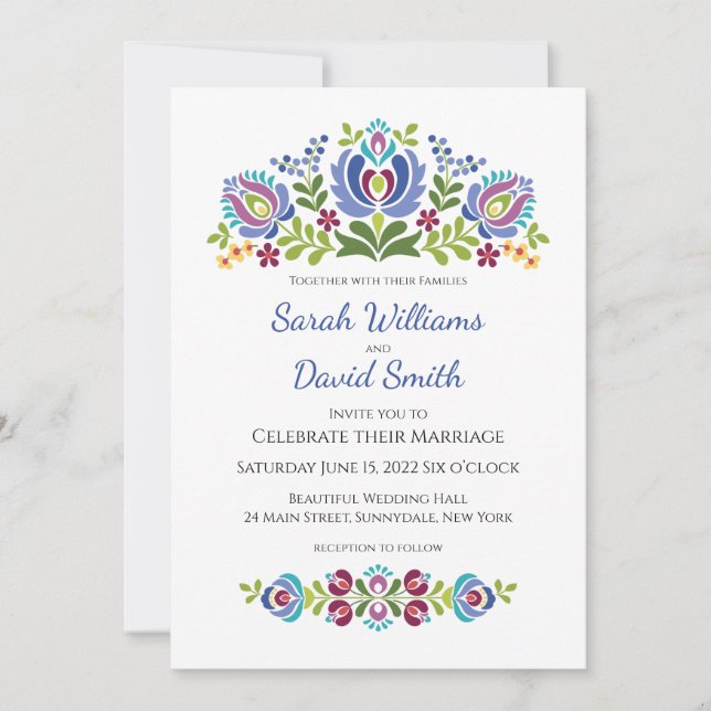 Convite para Casamento Floral de Design Violet Hún (Frente)