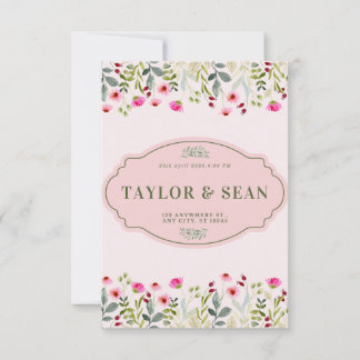 Convite para Casamento Floral de Dreamy Pink