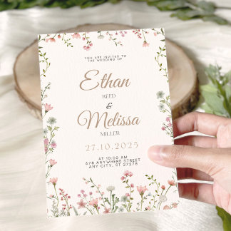 Convite para Casamento Floral de Flor Selvagem