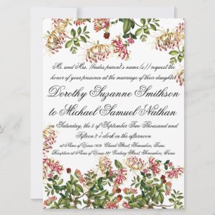 Convite para Casamento Floral de Flores Honeysuckl