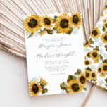 Convite para Casamento Floral de Girassol Amarelo<br><div class="desc">Convite de casamento moderno e rústico com ilustração aquosa de girassóis amarelos com o hálito do bebê. Perfeito para um casamento de verão.</div>