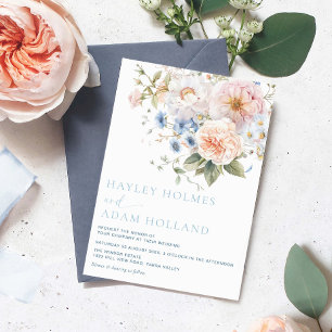 Convite para Casamento Floral de Hargrove Blue