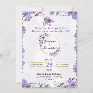 Convite para Casamento Floral de Lavanda Elegante