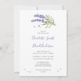 Convite para Casamento Floral de Lavanda Roxa