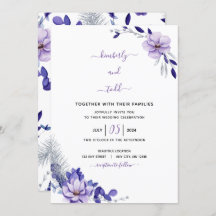 Convite para Casamento Floral de Lavanda Violeta e