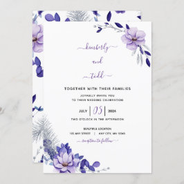 Convite para Casamento Floral de Lavanda Violeta e