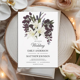Convite para Casamento Floral de Lily e Plum White
