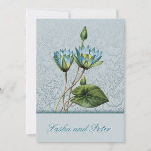 Convite para Casamento Floral de Lotus Azul