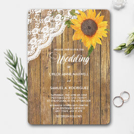 Convite para Casamento Floral de Madeira de Lace d