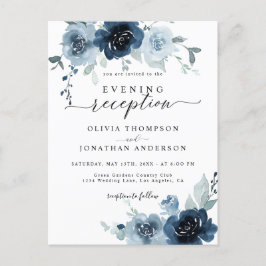 Convite para Casamento Floral de Marinho Azul-Escu