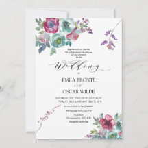 Convite para Casamento Floral de Mint e Mauve