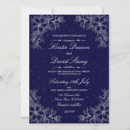 Convite para Casamento Floral de Ornamentado Silve