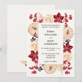 Convite para Casamento Floral de outono Elegante B