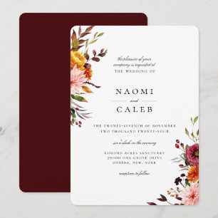 Convite para Casamento Floral de outono Russo