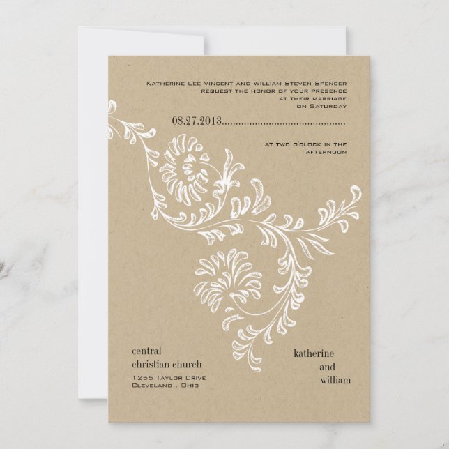 Convite para Casamento Floral de País (Frente)