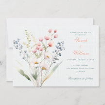 Convite para Casamento Floral de Pastel Romântico