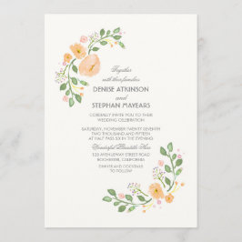 Convite para Casamento Floral de Peach