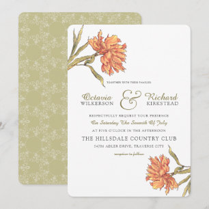 Convite para Casamento Floral de Peach Peony