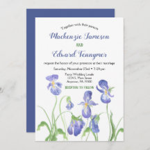 Convite para Casamento Floral de Purple Iris