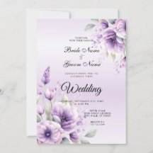 Convite Para Casamento Floral De Púrpura De Aquare