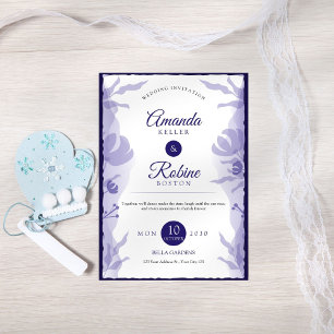 Convite para Casamento Floral de Púrpura Elegante