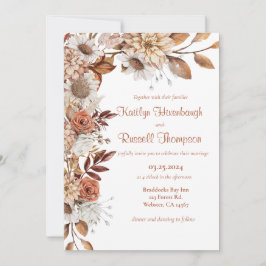 Convite para Casamento Floral de Queda