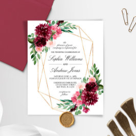 Convite para Casamento Floral de Rosa boêmia de or
