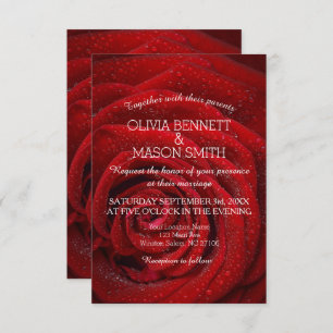 Convite para Casamento Floral de Rosa vermelha Ele