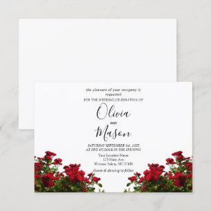 Convite para Casamento Floral de Rosa vermelha Ele