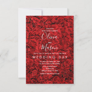Convite para Casamento Floral de Rosa vermelha Ele