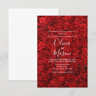 Convite para Casamento Floral de Rosa vermelha Ele