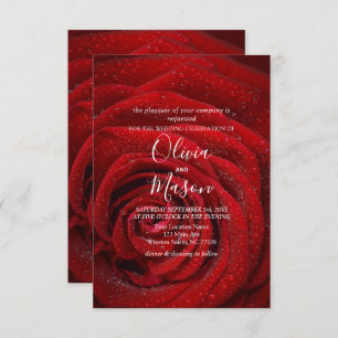 Convite para Casamento Floral de Rosa vermelha Ele