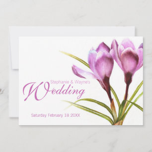 Convite para casamento floral de roxo de Crocus