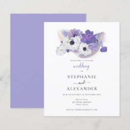 Convite para Casamento Floral de Roxo de Orçamento
