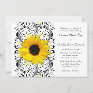 Convite para Casamento Floral de Sunflower