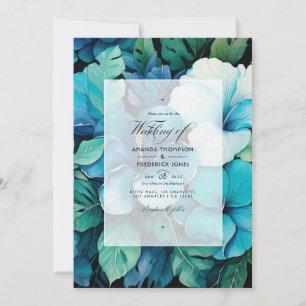 Convite para Casamento Floral de Teal Tropical