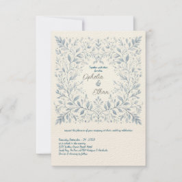 Convite para casamento Floral de Watercolor Blue
