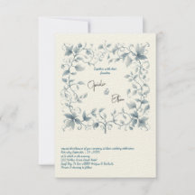 Convite para casamento Floral de Watercolor Blue