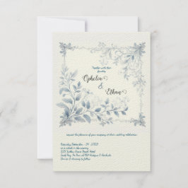 Convite para casamento Floral de Watercolor Blue