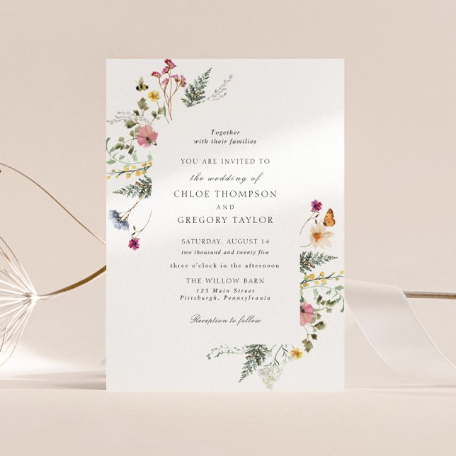 Convite para Casamento Floral de Wildflower Meadow (Criador carregado)