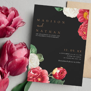 Convite para Casamento Floral do Elegante Negro