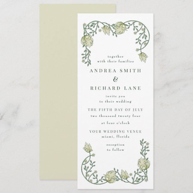 Convite para Casamento Floral do Jardim Romântico (Frente/Verso)