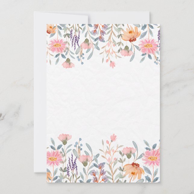 Convite para Casamento Floral do Pastel Verde (Verso)