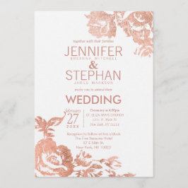 Convite para Casamento Floral Dourado do Rosa Mode
