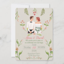 convite para casamento floral elegante