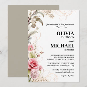 Convite para Casamento Floral Elegante Primavera