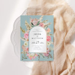 Convite para Casamento Floral Elegante Teal Bohemi<br><div class="desc">Nossa coleção "Bohemian Elegant Floral" apresenta lindos florais brancos e leves, com folhagem seca e farta em vários fundos pastéis, emparelhados com um roteiro elegante para todas as suas informações pessoais. Temos a certeza de que vai adorar misturar e combinar diferentes itens desta coleção. Verifique se há mais itens desta...</div>