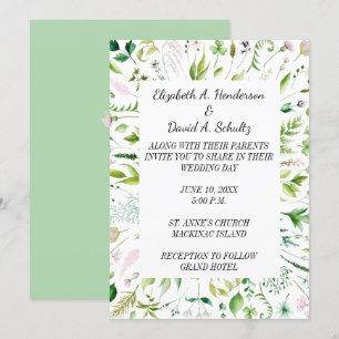 Convite para Casamento Floral Greenery